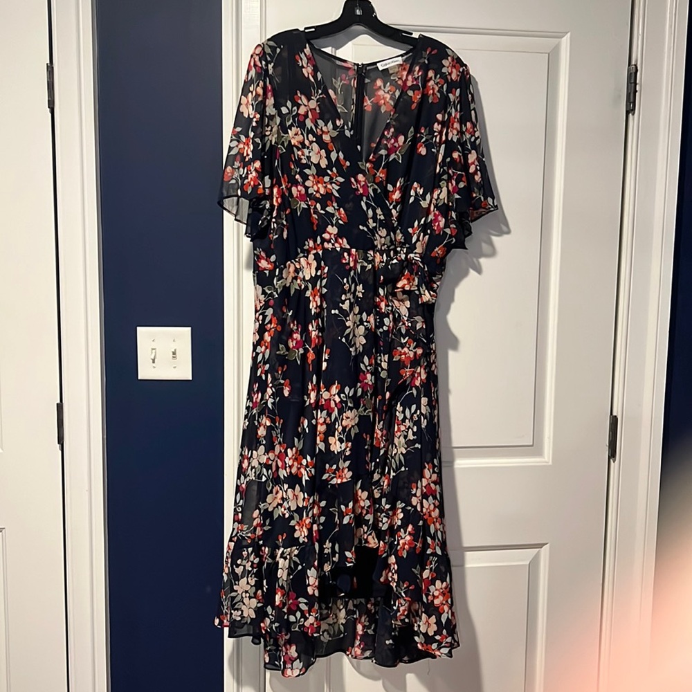 Calvin Klein Navy Floral Midi Dress